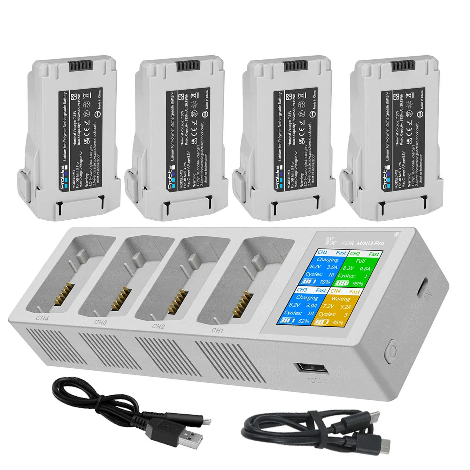 For DJI Mini 3 Pro Battery 3950mAh Mini 3 4-Way Battery Charger for DJI Mini 3/Mini 3 Pro Accessories