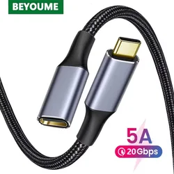 USB 3.2 Gen 2 Type C Extension Cable 20Gbps 5A PD100W USB C Charge Data Extender 8K Video Cable for iPhone 15 iPad MacBook Pro