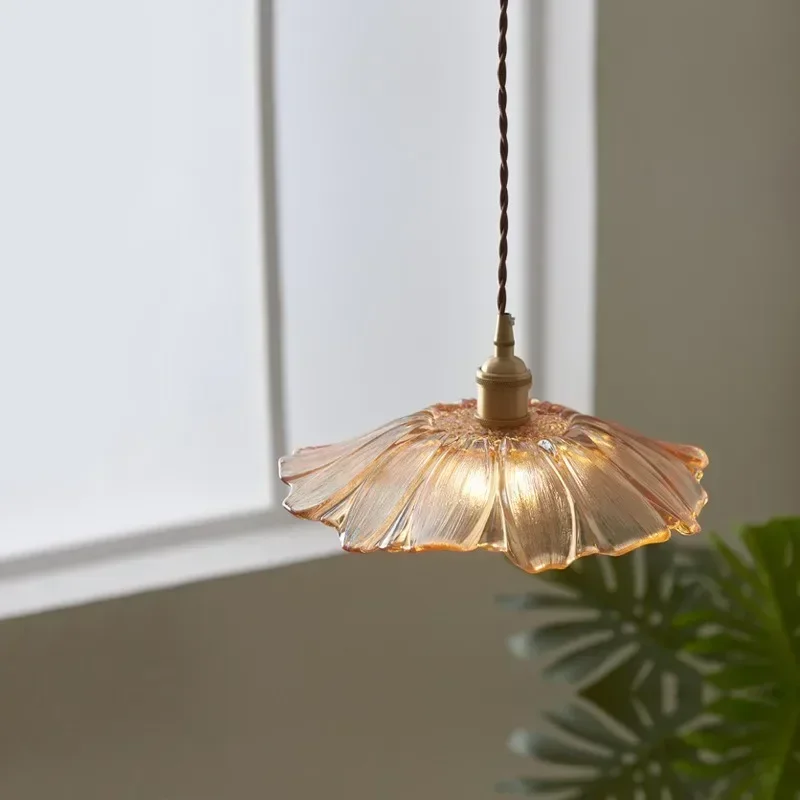 Nordic All-copper Restaurant Chandelier Modern Simple Creative Lotus Leaf Internet Celebrity Aisle Crystal Glass Bedside Lamp