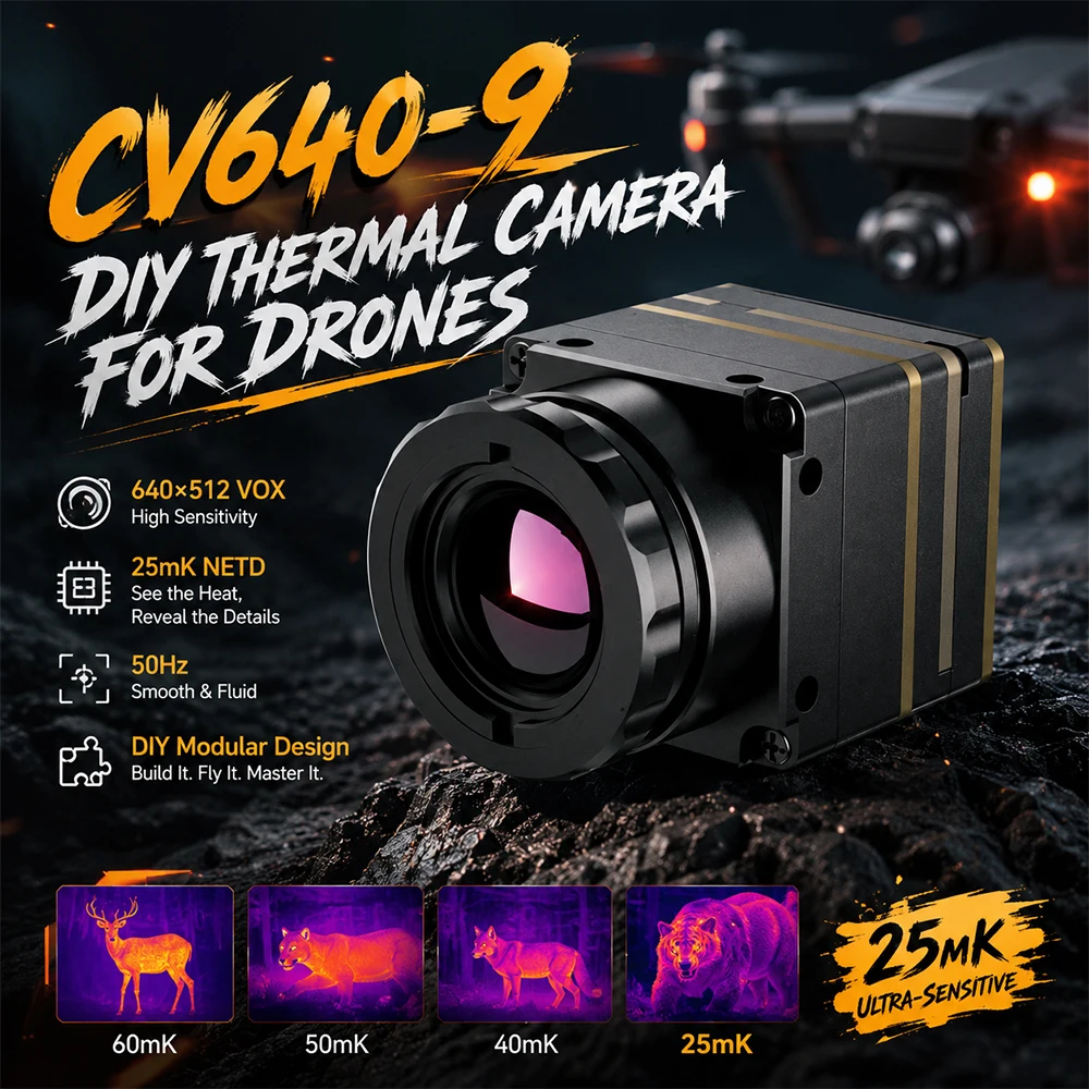 Cámara Térmica para Drones, Módulo Fpv 640x512, USB Digital Analógico Lwir, Imágenes Infrarrojas Sin Refrigeración para Aeronaves