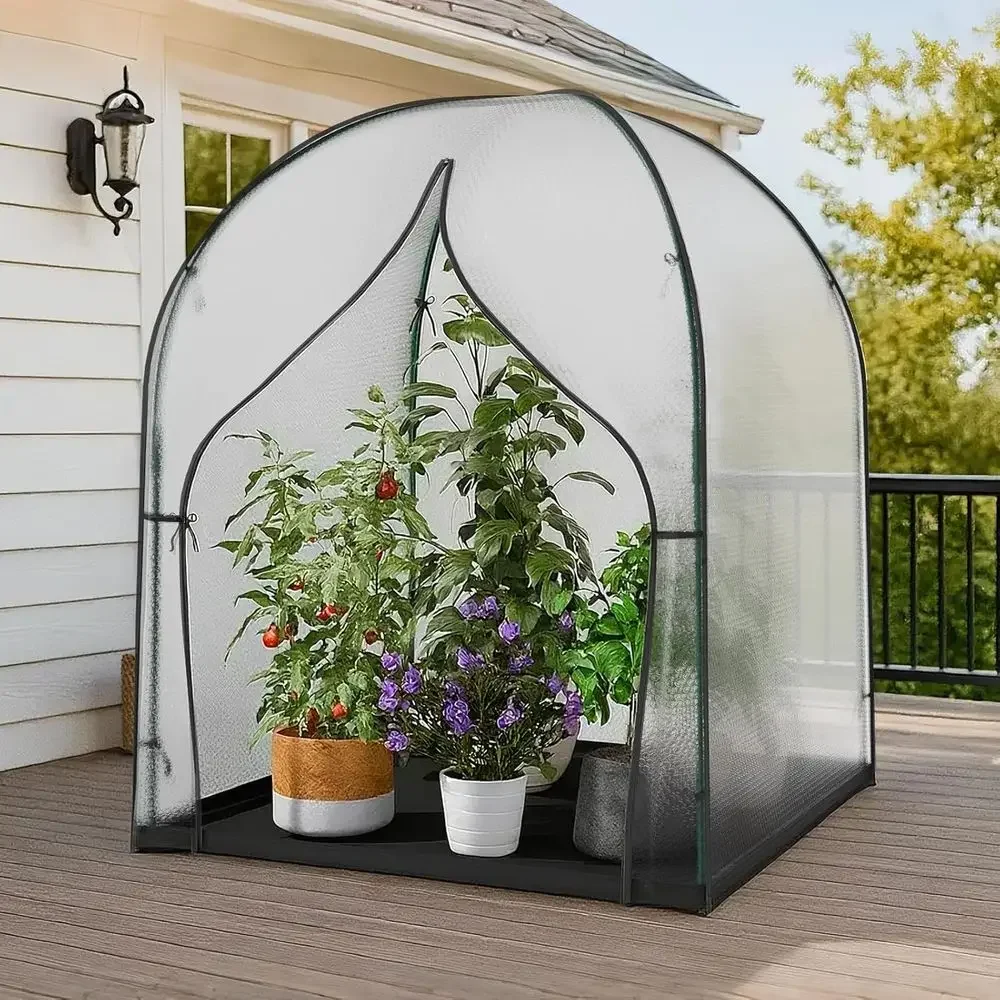 Portable Mini Greenhouse Kit for Outdoor Plants, Waterproof Cover, Winter Protection, 59 x 59 x 75