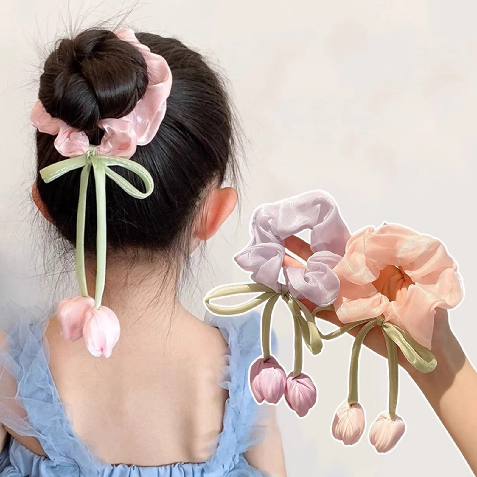 

Французские ретро-резинки для волос в форме тюльпана с кружевной отделкой, мягкие аксессуары для волос для женщин, идеальный подарок для мамы, подруги или жены