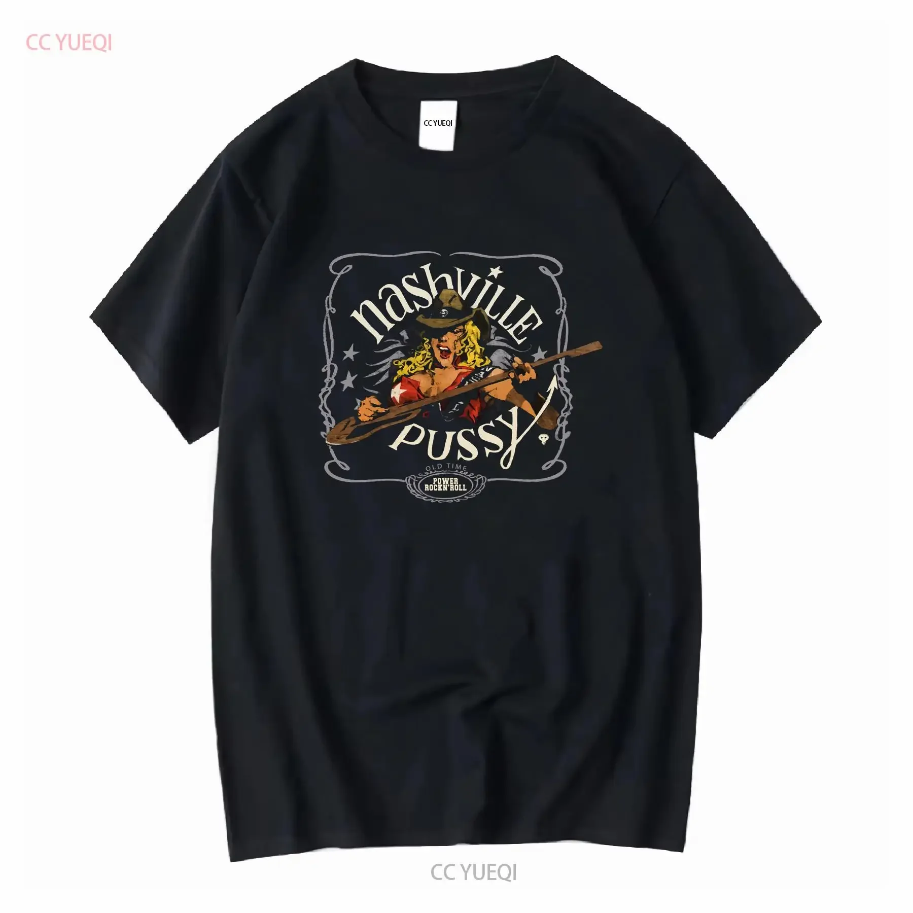 ناشفيل كس 90s تي شيرت قطن أسود للرجال مقاس S إلى 5XL BE990 عتيق مغسول قابل للتنفس موضة جرافيك ممتدة