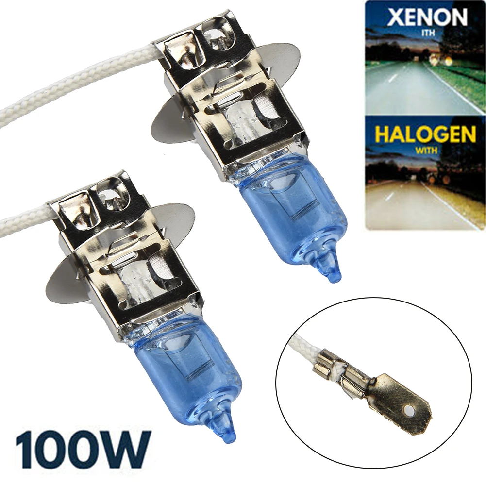 2pcs H3 Xenon White 100W 12v Halogen Headlight 453 Fog Light Car Bulb Fog Lights Main Or Dipped Beams Car Replacement Parts