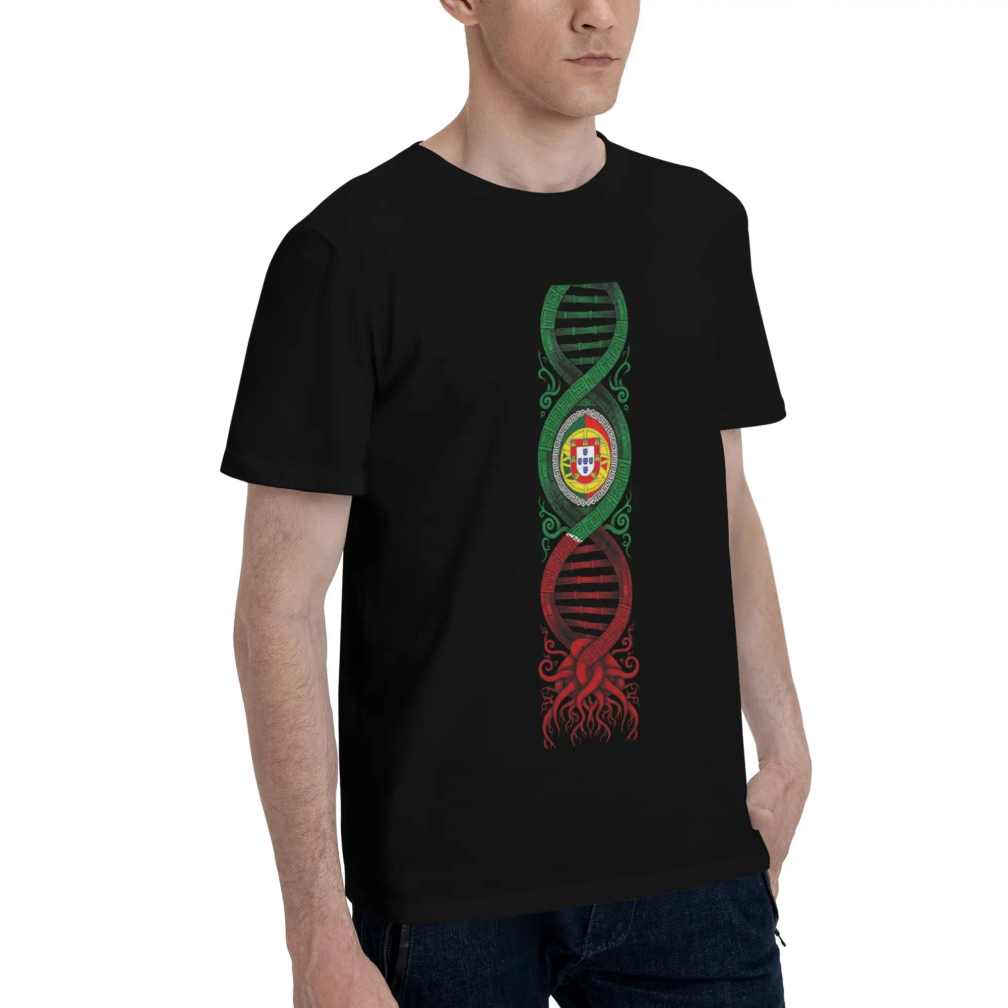 Portuguese Roots Portuguese Pride  Funny Graphic 100% Cotton T-Shirt Portuguese Flag Tops Tees For Men