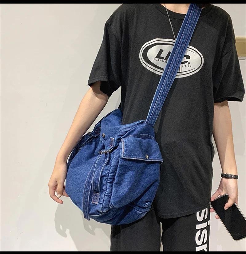 2023 Vintage Style Women Shoulder Bags Denim Cross Body Bags Harajuku Jeans Book Bags For Girls Drop Shipping M727