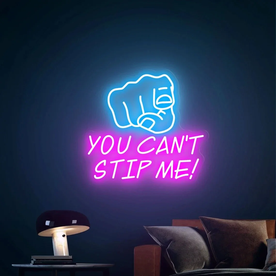 You Can't Stop Me Neon Sign, Hand Neon Sign, Challenge Neon Sign, Text Led Light, Personalized Room Wall Art Decor, Custom Gift