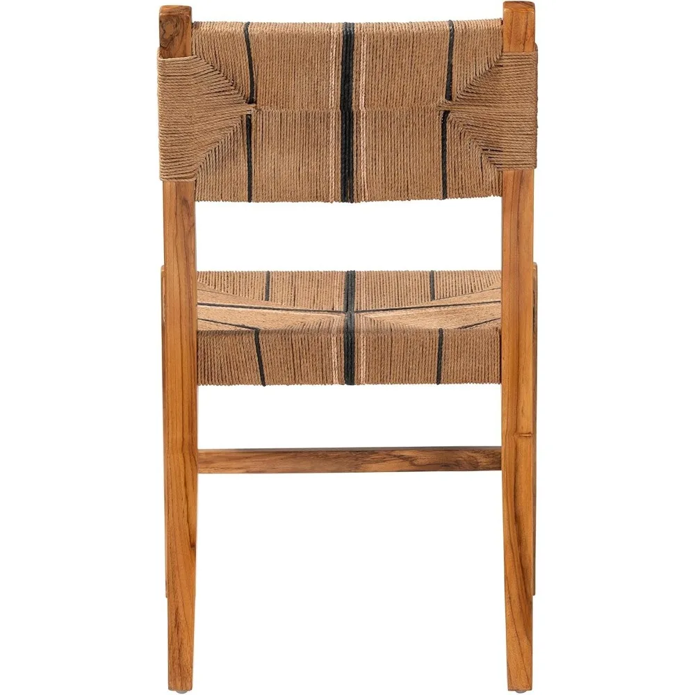 مجموعة بالي وبريتا: كرسي طعام طبيعي مصنوع من نسيج الورق وخشب الماهوجني #5
