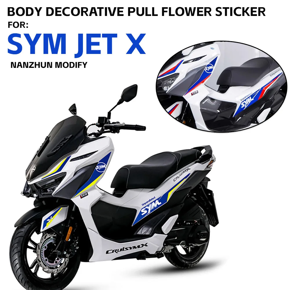 For SYM JET X JET-X 125 Jet-x 150 Motorcycle Stickers Scooter Accessories Fairing Protector Decals Pull Flower Sticker