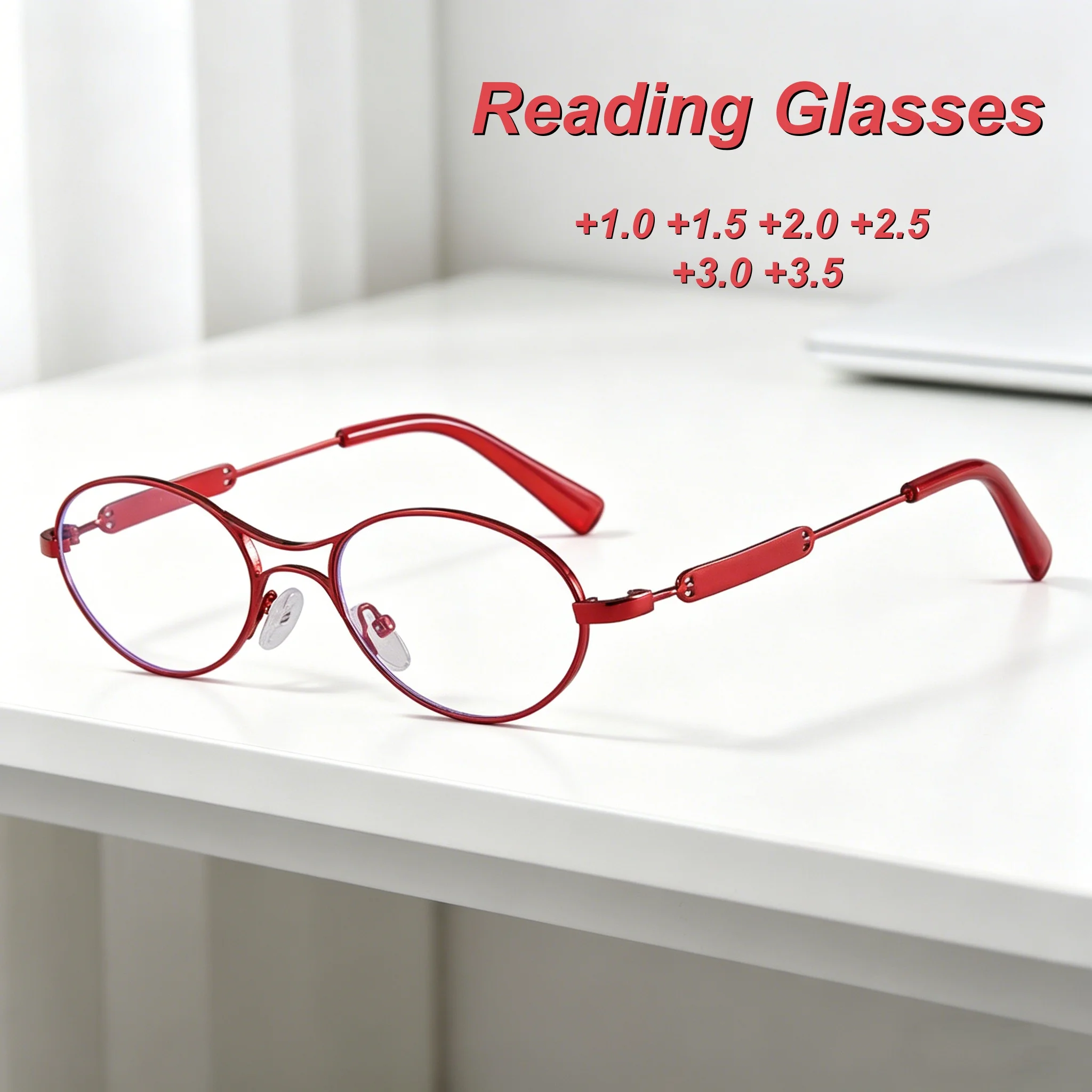 

2026 New Fashion HD Metal Frame Women's Reading Glasses Ultra Light Neutral High Quality Simple Anti Blue Light Glasses