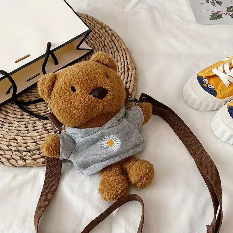 Sac à bandoulière ours en peluche pour femmes, Mini sac à dos mignon et doux en fourrure pour fête petite fille, cadeau de noël