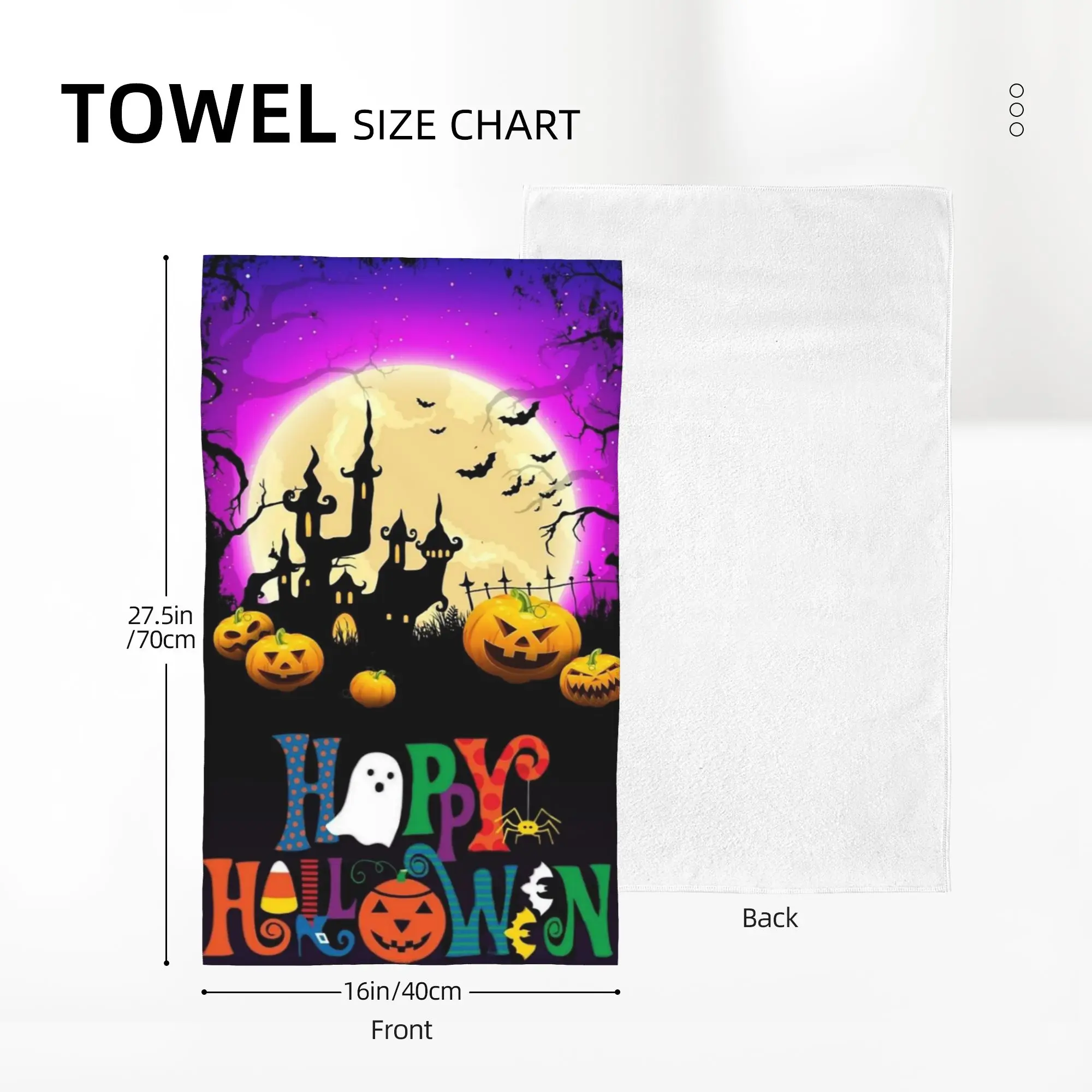 Custom Ghost Pumpkin Halloween Soft Face Towel Quick Dry Pool Bath Cotton Towels Absorbent Quick