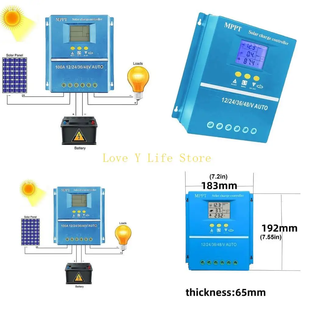 

L74C Solar Controllers 60A Capacity LCD Screen Display Weather Resistant ABS Device for Leads Acid Lithium Batteries