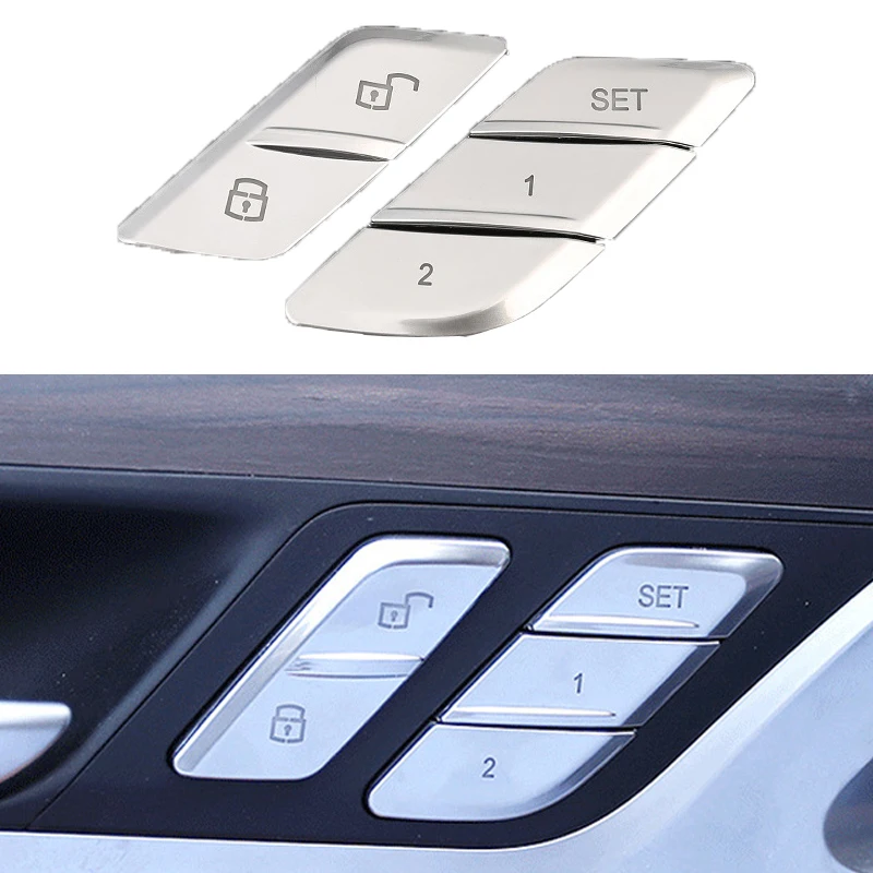

ABS Auto Chrome Silver Door Lock Unlock Seat Memory Button Trims Switch Sticker For BMW X3 G01 X4 G02 2018-2021 Car Accessories