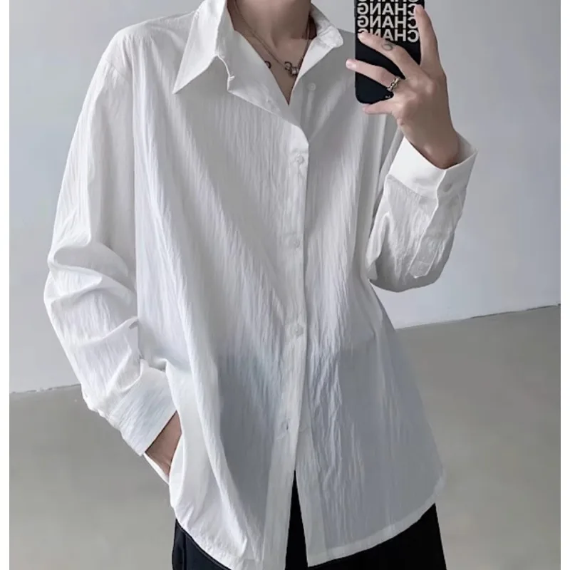 

SuperAen 2024 Autumn Korean Style High Grade White Shirt Loose Casual Long Sleeve Shirt