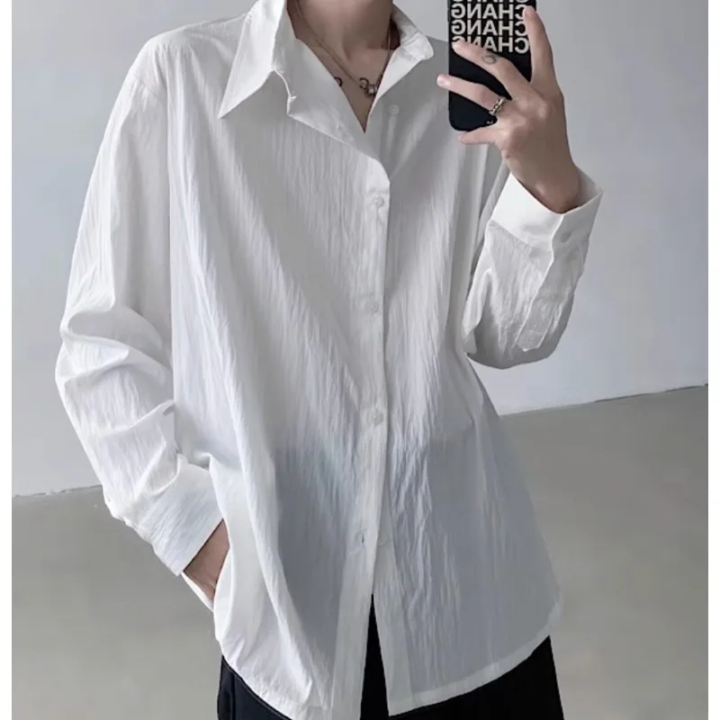 SuperAen 2024 Autumn Korean Style High Grade White Shirt Loose Casual Long Sleeve Shirt