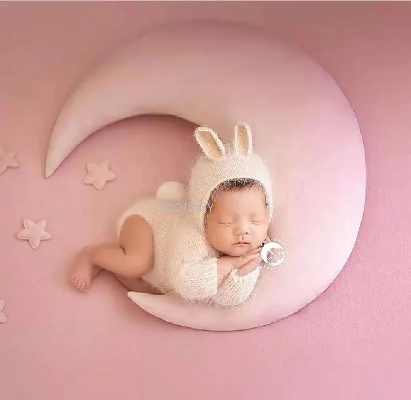 New Cute Bunny Cosplay Photography Costume Fashion Newborn Boys Girls Baby Photo Shoot Props Outfits Crochet Clothes With Hat