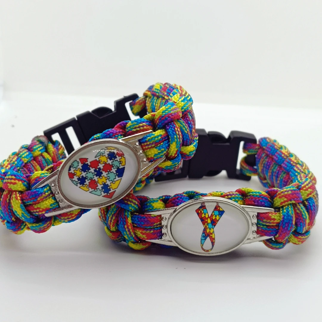 AUTISM Marker Warning Paracord Bracelet Puzzle Dad Mom Colorful Braided Bracelet Accessories Holiday Gift Unisex 1pc