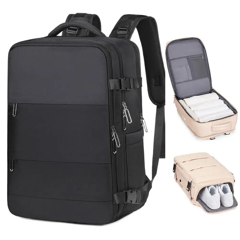 

35L Large Capacity Travel Backpack Oxford Shoe Pouch Carry On Backpack with USB Charging Port Waterproof Duffel Bag
