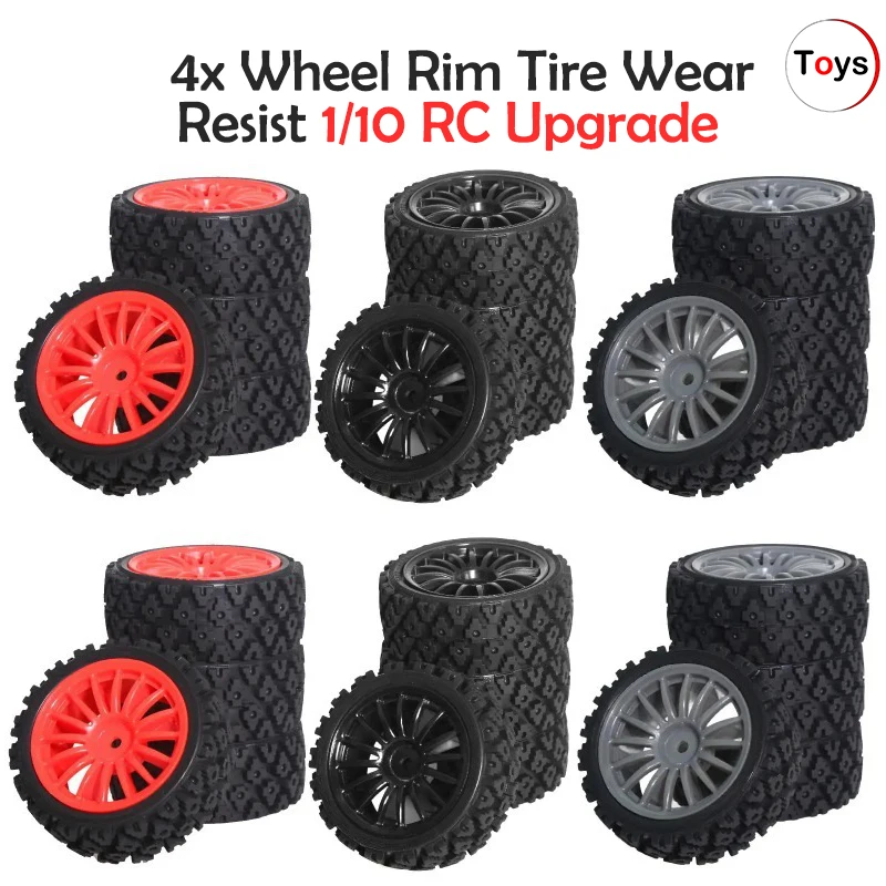 

4x 68mm Wheel Rim Tire Wear Resist 1/10 RC Upgrade 1/10 RC Rally Car for XV01 XV02 Parts Model Buggy Accessories RC Hobby Car