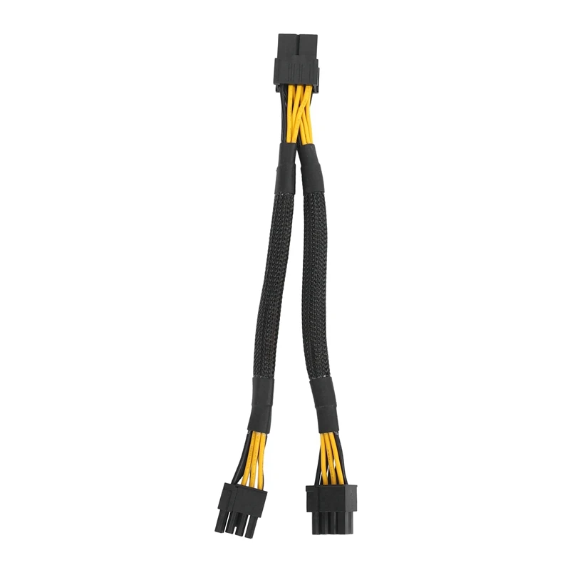 8PCS GPU Pcie 8 Pin Female To Dual 2X 8 Pin (6+2) Male PCI Express Power Adapter Braided Y-Splitter Extension Cable,20Cm