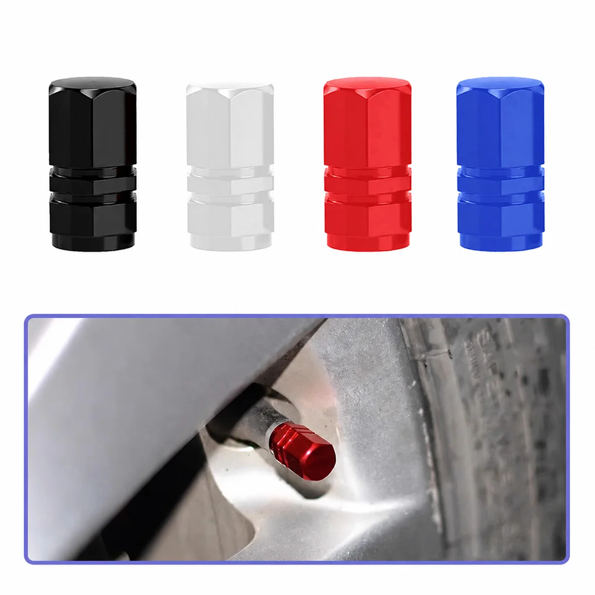 4PCS Universal Car Wheel Tire Valve Caps Aluminum Alloy Dust Protection Air Stem Covers Fit Car SUV Truck Motorbike Bicycle