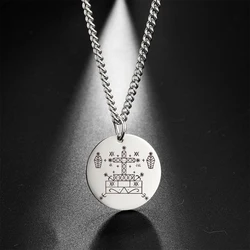 My Shape Voodoo Loa Baron Samedi Round Pendant Necklace for Men Maman Brigitte Stainless Steel Necklaces Amulet Religion Jewelry