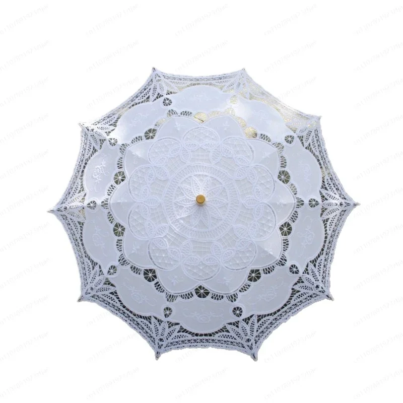 JMZ Hollow Craft Lace Umbrella Women Cotton Embroidery Decorative Dance Photography Prop European Style Hollow Out Design