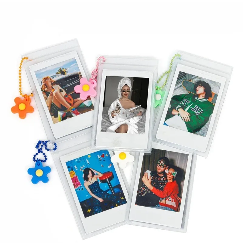 5PCS Clear Instant Photo Case - 3-Inch Storage Box for Fujifilm Instax Mini 12/11/9/8/7, Travel-Friendly with Strap