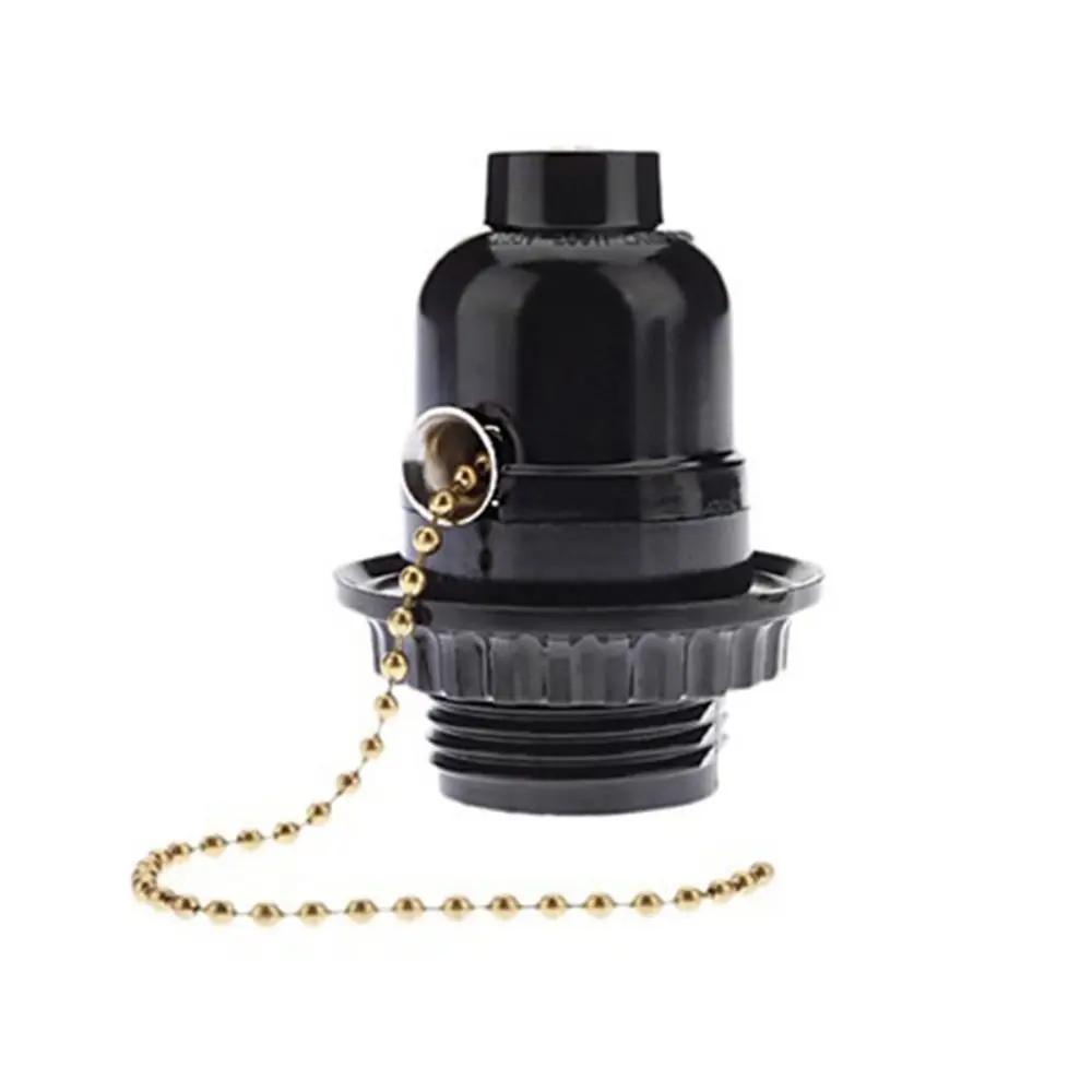 Useful with Pull Switch Bakelite E27 Bulb Base Half Teeth Black Lamp Holder Plastic 250V Bulb Socket Pendant Lamp