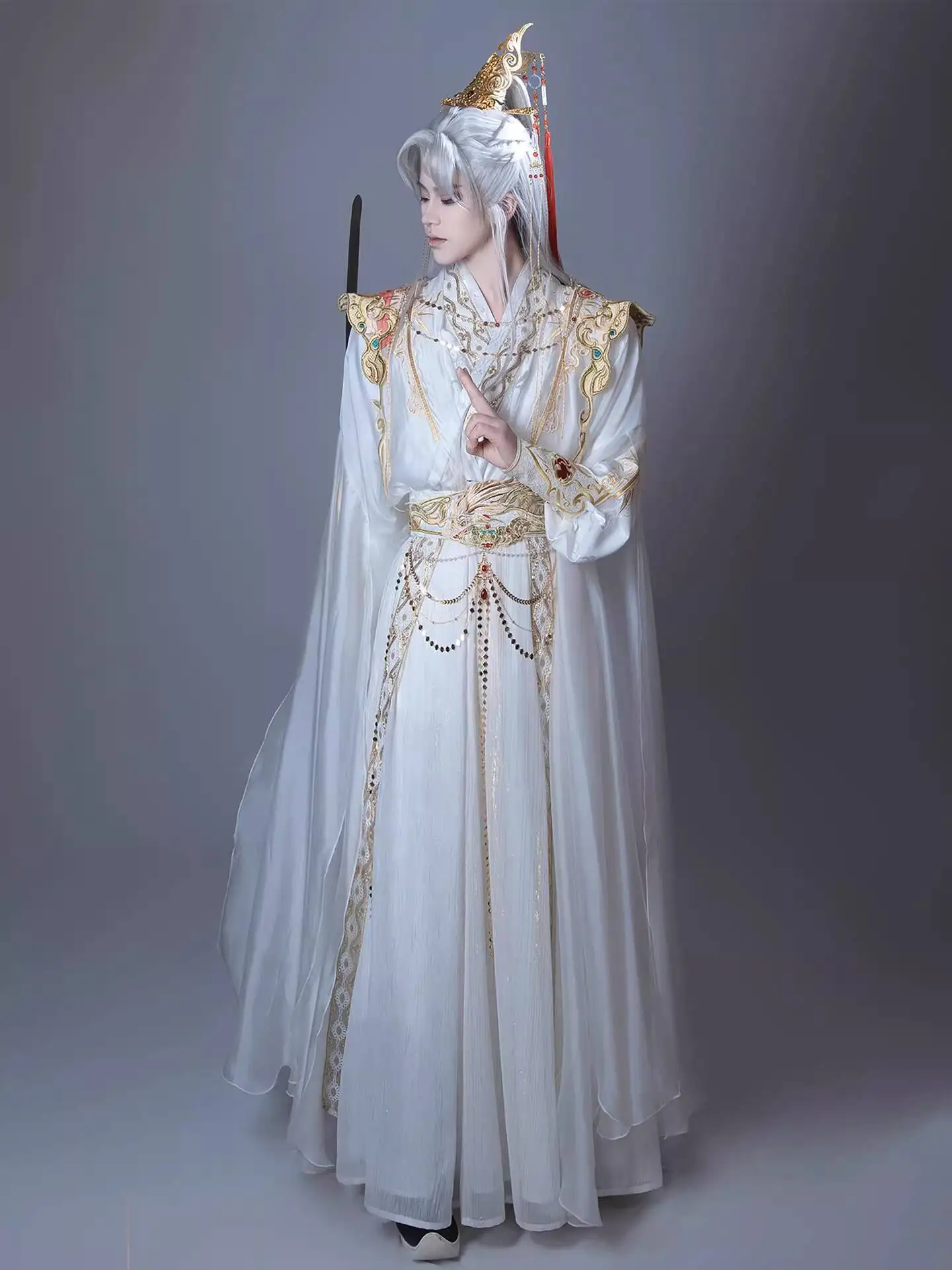 New Hanfu Women Cross-collar Front-opening Jacket Tattered Skirt National Air Costume Drama Fiesta Carnival Halloween Cosplay