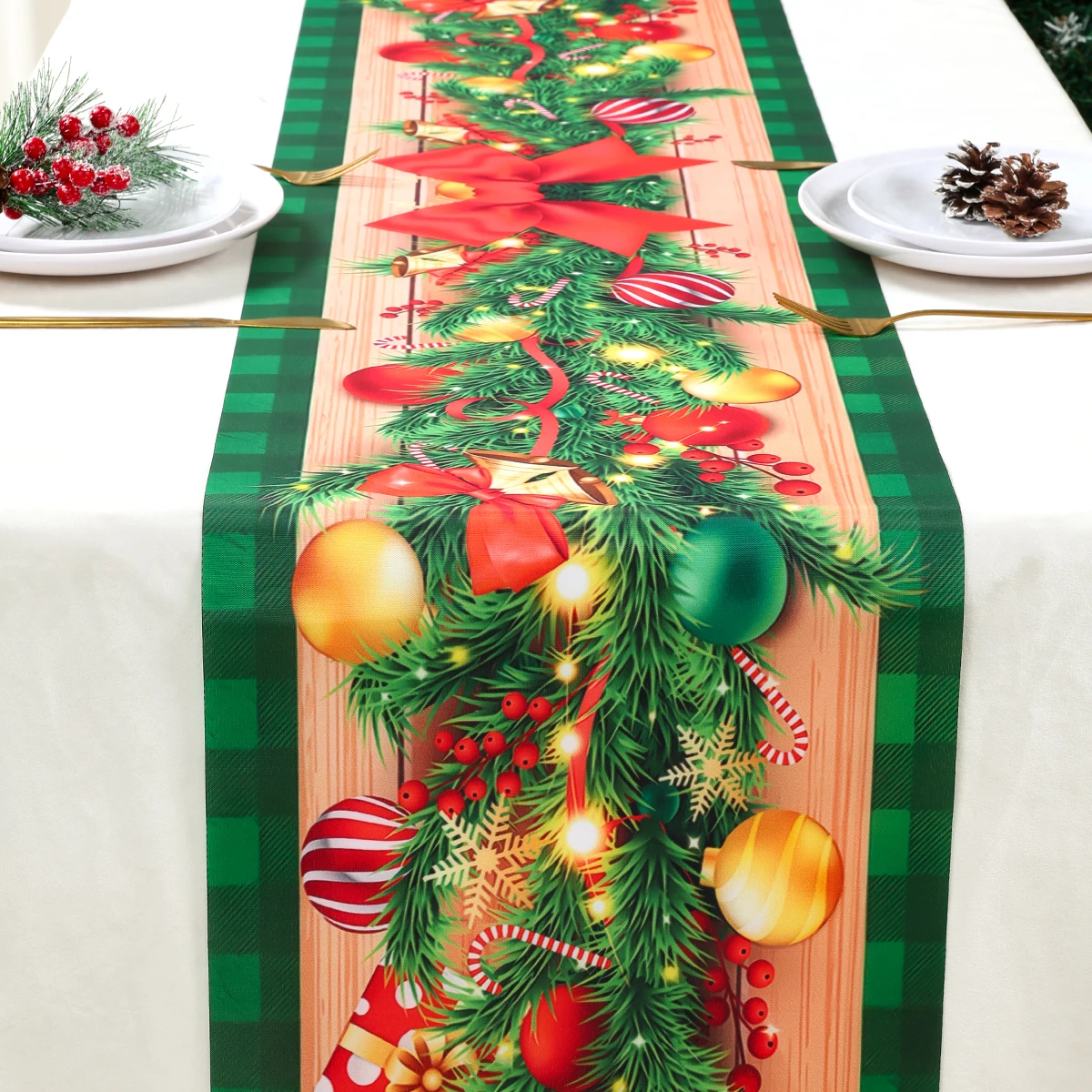 Polyester Christmas Table Runner Merry Christmas Decorations for Home decor 2024 Xmas Navidad Noel Noel Gifts New Year 2025