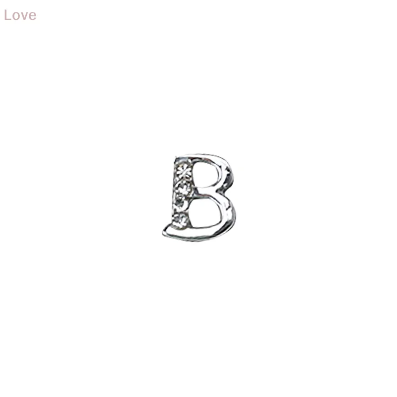 [L&P] 10 peças amuletos de letras 3D para unhas, liga de luxo, alfabeto, strass, arte de unha, pontas acrílicas, acessórios de decoração