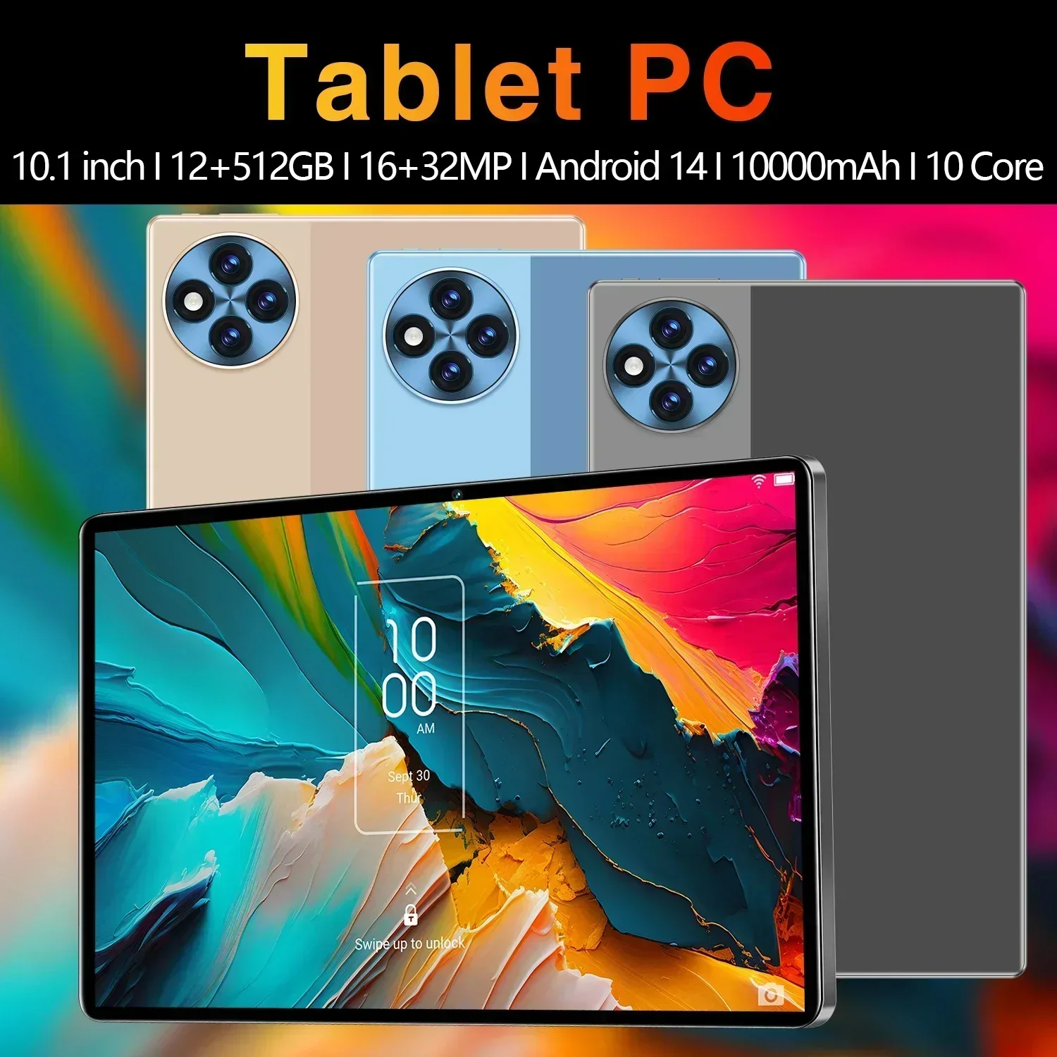 Tablette Mate X5 Android 14 de 10.1 Pouces, 16 Go + 1 To, 16MP + 32MP, 10000mAh, Bluetooth, Cochon Inconnu, 5G, Touristes, Plein Écran, EpiOffice