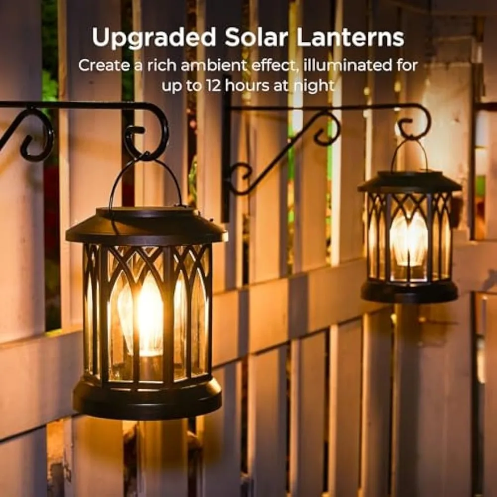 Solar Lantern Outdoor Hanging 4-piece Set, Upgraded Solar Lantern Outdoor Waterproof, Solar Lantern