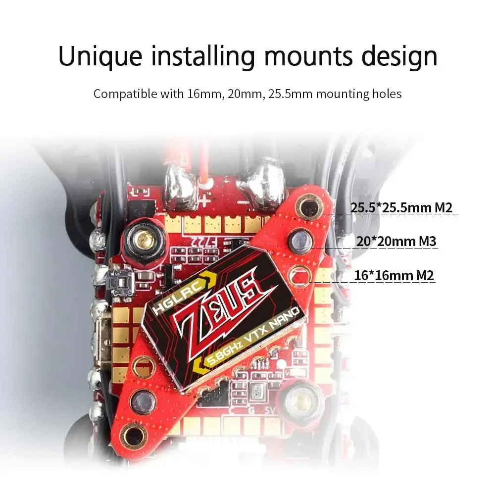 HGLRC Zeus nano VTX 350mW FPV 5.8G 2.4g 40CH Built-in Microphone 16/20/25.5mm Hole For RC FPV Transmitter VTX Multicopter