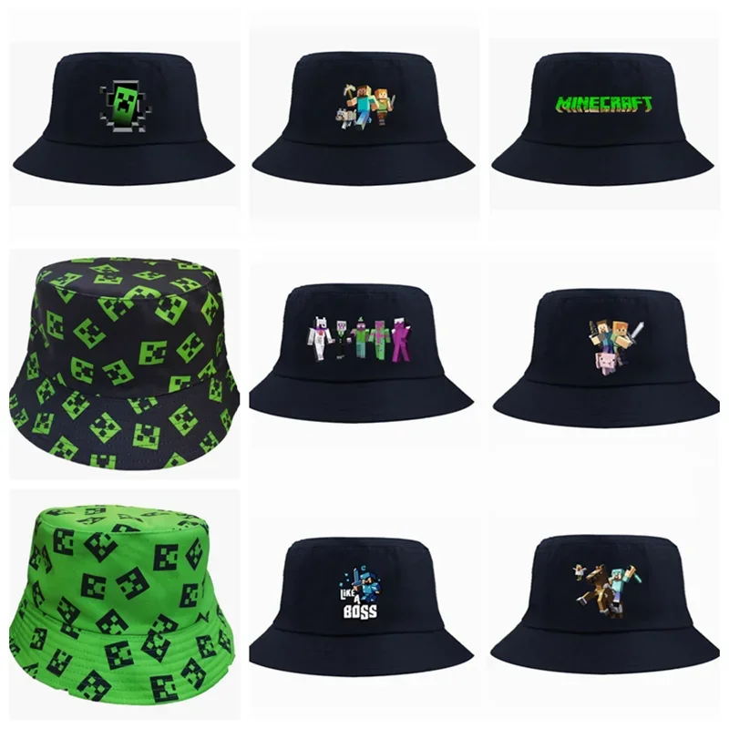 Hot Sale My World Minecrafts Steve Autumn Winter Fisherman Hat Creeper Printed Cartoon Men's Women's Bonnets Hats for Gifts Xmas