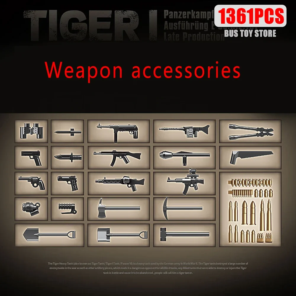 Tiger I Tank Berat WW2 Tank Militer Senjata Tentara Tentara Batu Bata Anak-anak Blok Bangunan KV-2 Panther Mainan Hadiah Anak-anak 100233