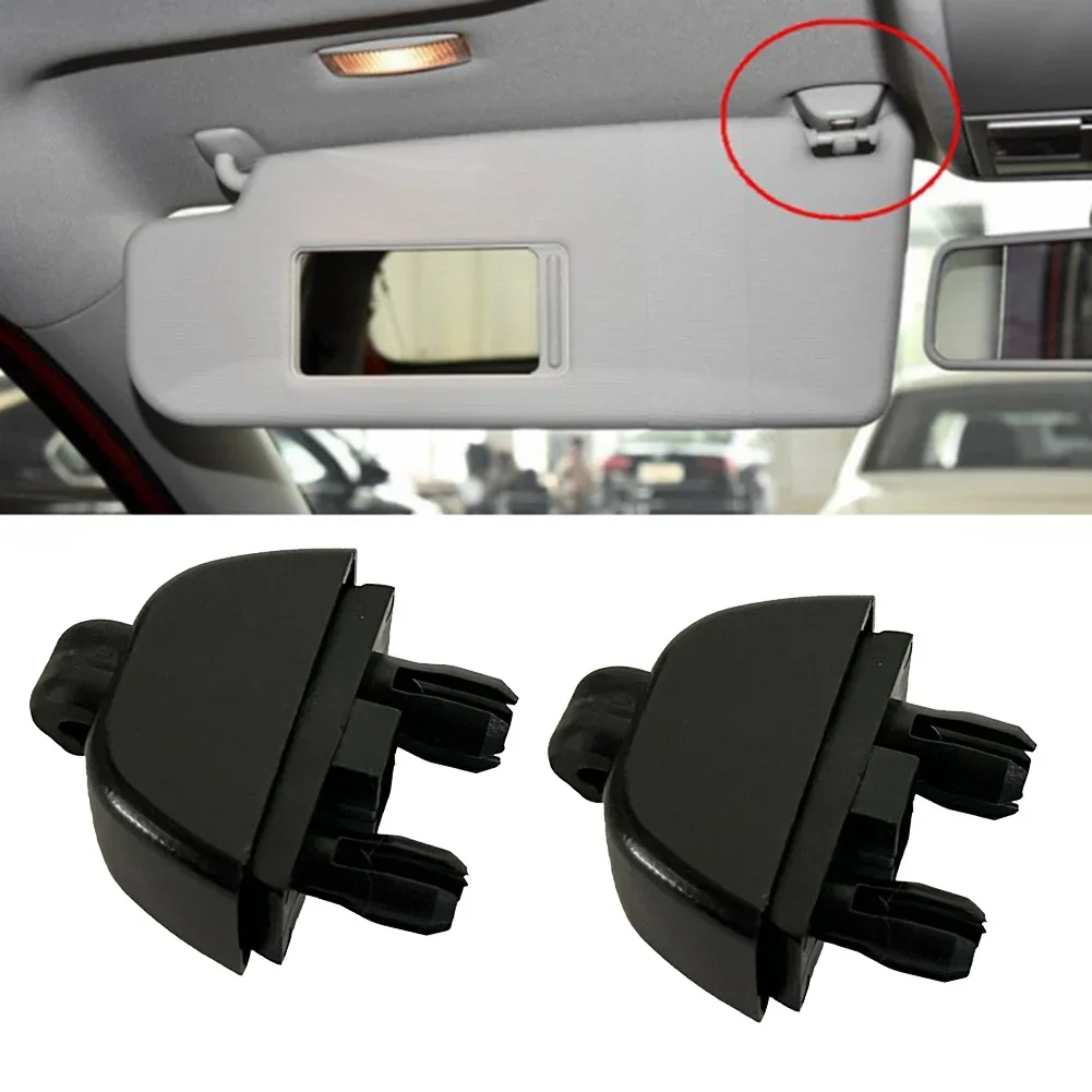 Black Sun Visor Bracket Clip 6RD857561Y20 Anti-Corrosion Anti-Wear Direct Replacement Nylon Plastic&Metal 2pcs