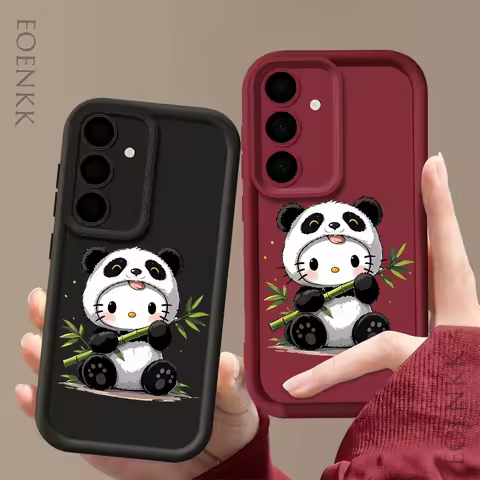 Soft Silicone Phone Case For Samsung Galaxy S25 S22 S21 S23 S20 S24 Ultra FE A35 A15 A25 A55 Note 20 Plus 5G Cute Panda Cover