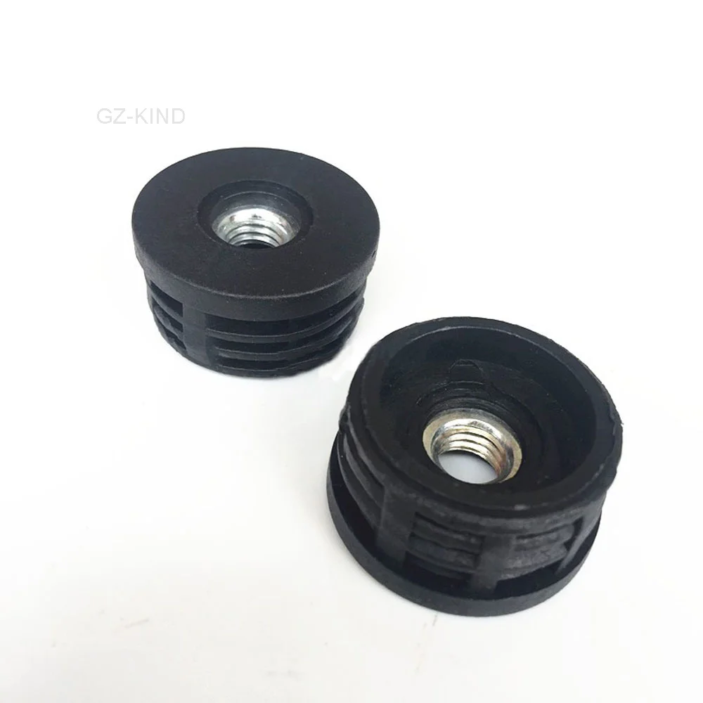 2/4/8 pz rotondo in plastica nera tappo terminale tappi tubo inserti tubo con filettatura metallica M6 Dia 16mm 19mm