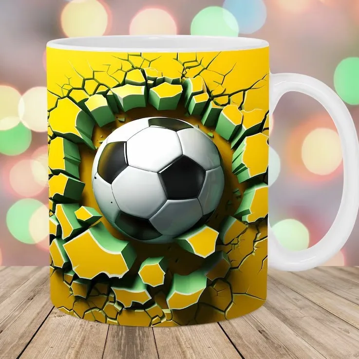 3D Football Hollow Wall Color Changing Mug Ceramic Heat Feeling Warm Fun Coffee Tea Cup Gift Mugs Coffee Cups