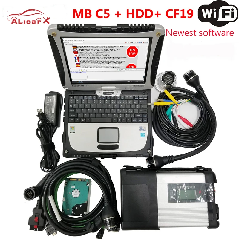 

V06/2023 Full Chip MB Star SDConenct C5 install laptop CF19 Toughbook full system MB star car truck diagnostic tool ready to use