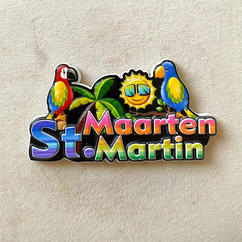 

Saint Martin Island tourism souvenirs, 3D parrot refrigerator magnets, creative letters, office, home kitchen decoration gifts