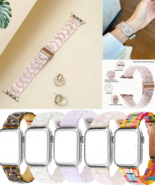 حزام من الراتنج مناسب لسلسلة ساعات Apple 1 إلى 10، متوافق مع أساور المعصم مقاس 38 مم، 40 مم، 41 42 44 45 46 مم، و49 مم