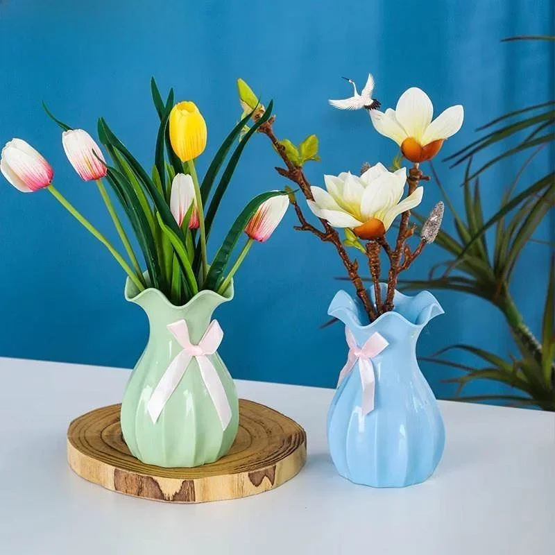 Plastic Flower Vase Decorative Item Water Storage Living Room Dried Flower Arrangement Ornament Korean Style Home Decora...