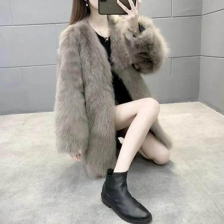 Spring Autumn Ladies Leather Outwear 2024 Women Solid Color Medium Long Styles Coat Female Long Sleeves Jacket E3131