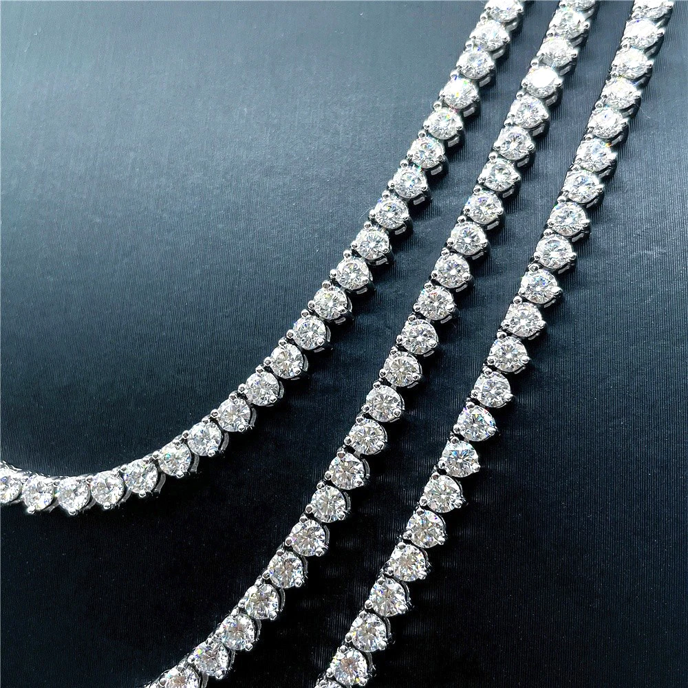 4mm Moissanite Tennis Chain Necklaces S925 Silver Chain Pass Test Iced Out Choker For Women Men Come Free Shipping