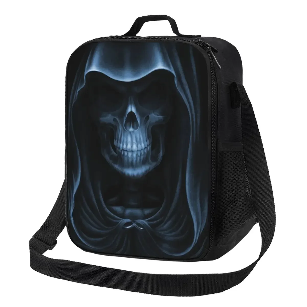 Horror Death Skeleton Gothic Skull Insulated Lunch Bags for School Office Resuable Cooler Thermal Lunch Box Women Children