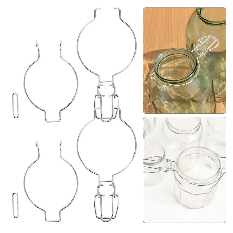 10 Pcs Sealing Can Buckle Glass Container Accessories Lock Buckles Jar Metal Clip for Jars Wire-lock Reinforced Ring